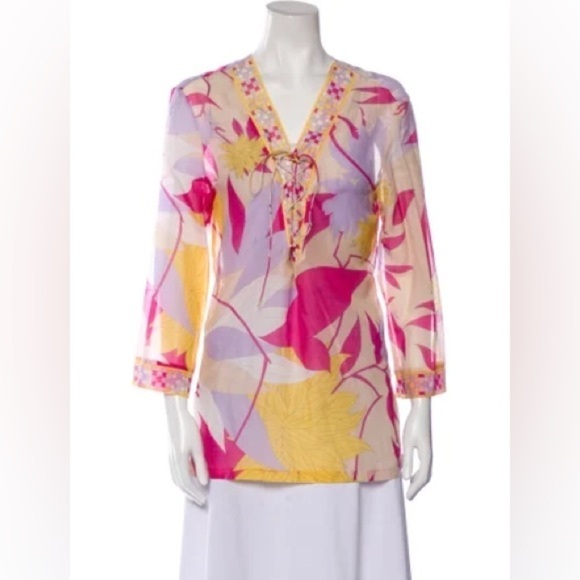 EMILIO PUCCI 2000's Y2K Vintage 70’s Floral Print Tunic 🌸 Size 4 - Picture 3 of 10